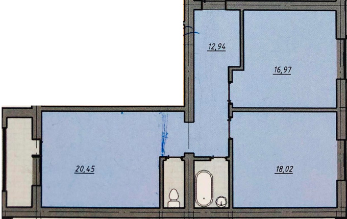 Планировка 2-комнатные квартиры, 77.41 m2 в ЖК Акмаржан, в г. Атырау