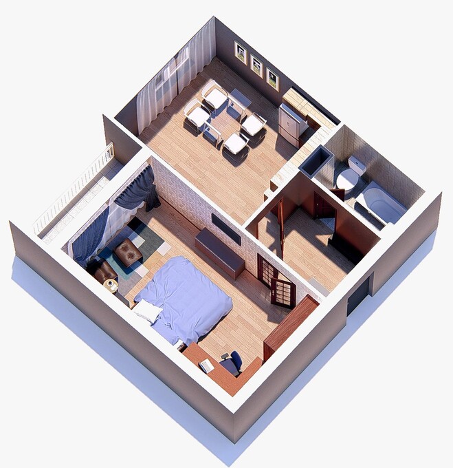 Планировка 1-комнатные квартиры, 46.4 m2 в ЖК Карлыгаш, в г. Каскелена