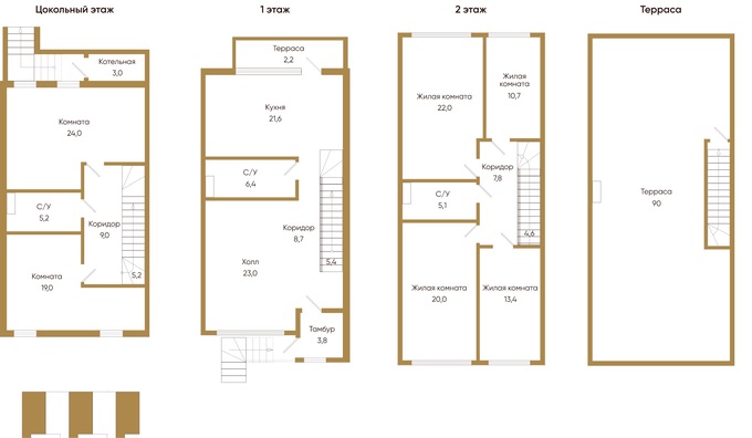 Планировка Таунхаусы квартиры, 218.6 m2 в Merey Terrace, в г. Алматы