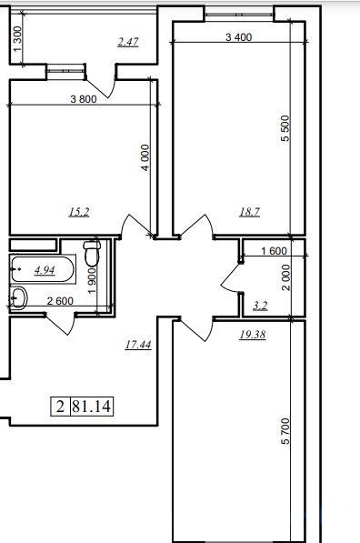 Планировка 2-комнатные квартиры, 81.14 m2 в ЖК Sultan, в г. Актау