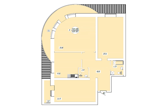 Планировка 3-комнатные квартиры, 137.57 m2 в ЖК Лея-Коктал, в г. Нур-Султана (Астаны)