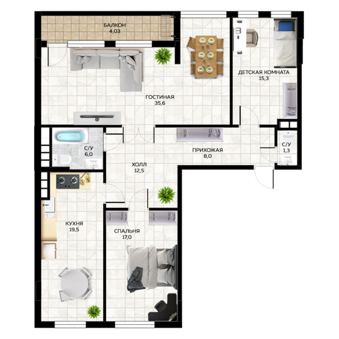 Планировка 2-комнатные квартиры, 124.33 m2 в Клубный дом Soho 14, в г. Актау
