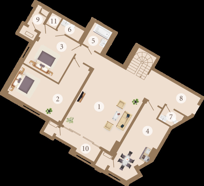 Планировка Пентхаусы квартиры, 239.5 m2 в ЖК Royal Apartments, в г. Шымкента