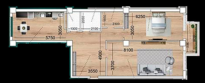 Планировка 2-комнатные квартиры, 99.2 m2 в ЖК Томирис 2, в г. Актау