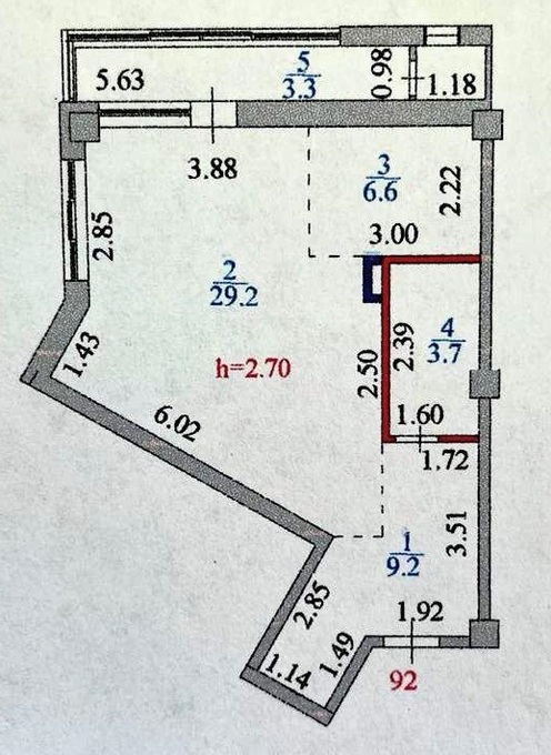 Планировка 1-комнатные квартиры, 52 m2 в ЖК Мирадж, в г. Нур-Султана (Астаны)