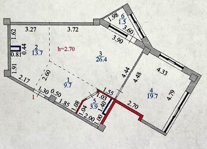 Планировка 2-комнатные квартиры, 74.9 m2 в ЖК Мирадж, в г. Нур-Султана (Астаны)