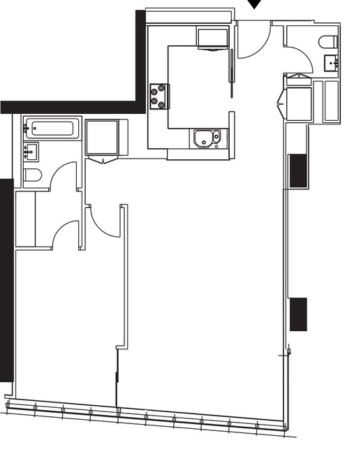 Планировка 2-комнатные квартиры, 80.7 m2 в ЖК Esentai Apartments, в г. Алматы