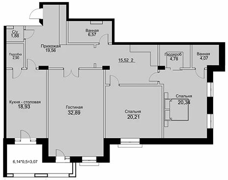Планировка 3-комнатные квартиры, 150.72 m2 в ЖК Французский квартал, в г. Атырау