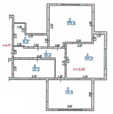 Планировка 3-комнатные квартиры, 98.7 m2 в Клубный дом Алатау, в г. Алматы