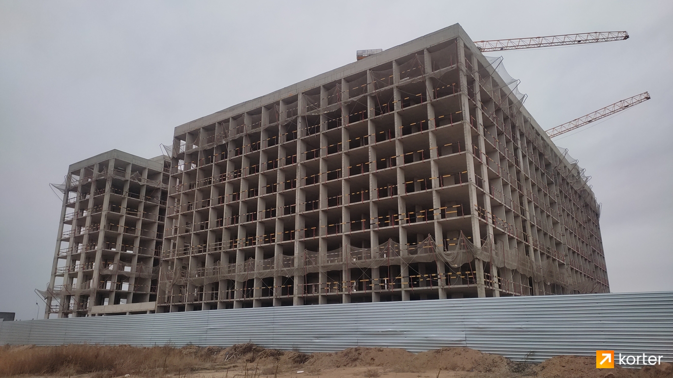 Ход строительства ЖК Gasyr - Ракурс 1, октябрь 2023