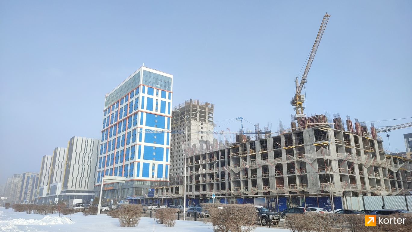 Ход строительства Апарт-отель YE`S Астана - Ракурс 8, февраль 2024
