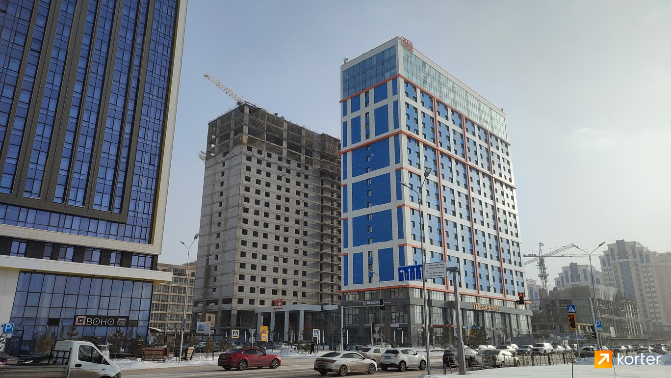 Ход строительства Апарт-отель YE`S Астана - Ракурс 3, февраль 2024