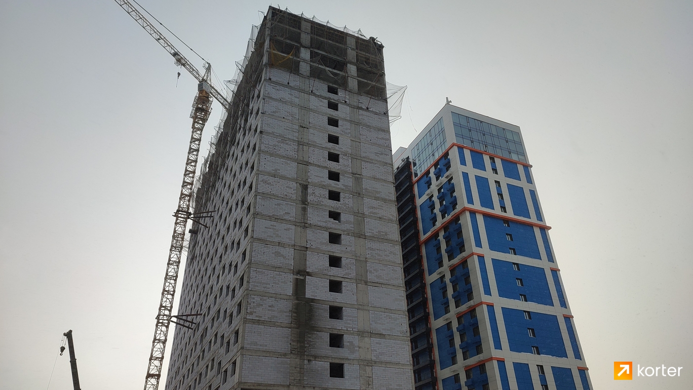 Ход строительства Апарт-отель YE`S Астана - Ракурс 6, февраль 2024