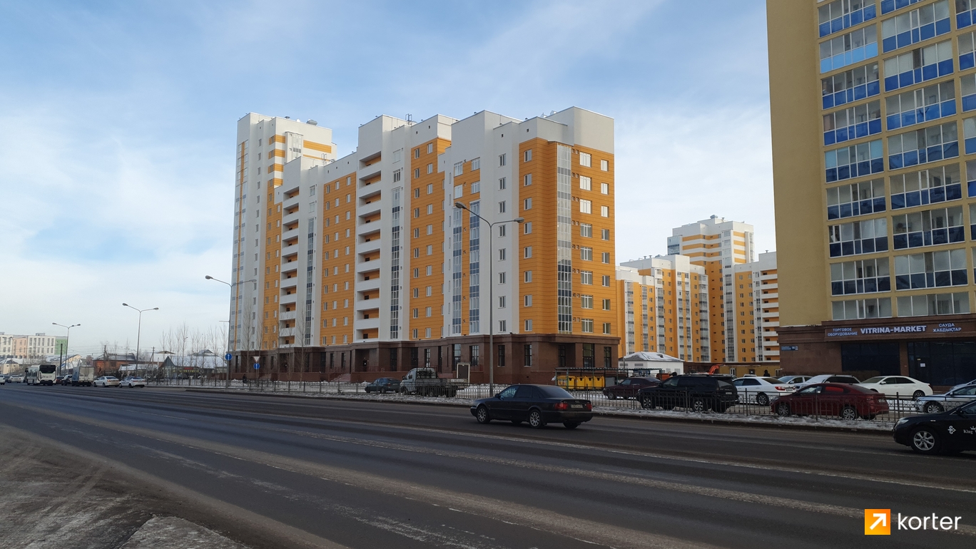 Ход строительства ЖК на Кошкарбаева - Кордай - Ракурс 1, январь 2021