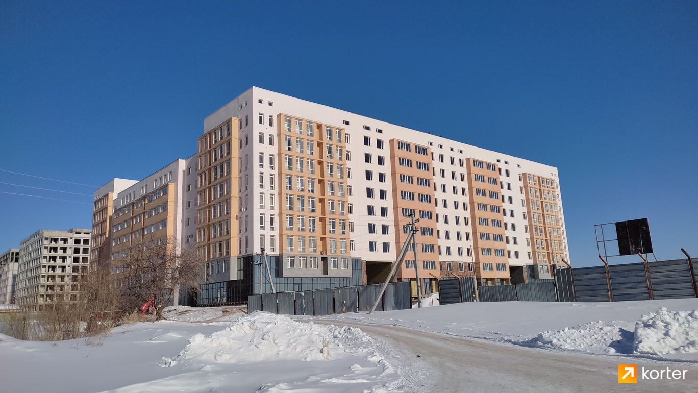 Ход строительства МЖК Алтын Отау - Ракурс 2, февраль 2022