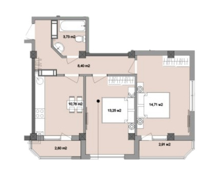 Планировка 2-комнатные квартиры, 56.56 m2 в ЖК Cosmescu, в г. Кишинёва