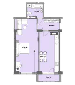 Schița 1 camere apartamentului, 56.21 m2 în str. Nicolae Testemițanu, 29, Chişinău