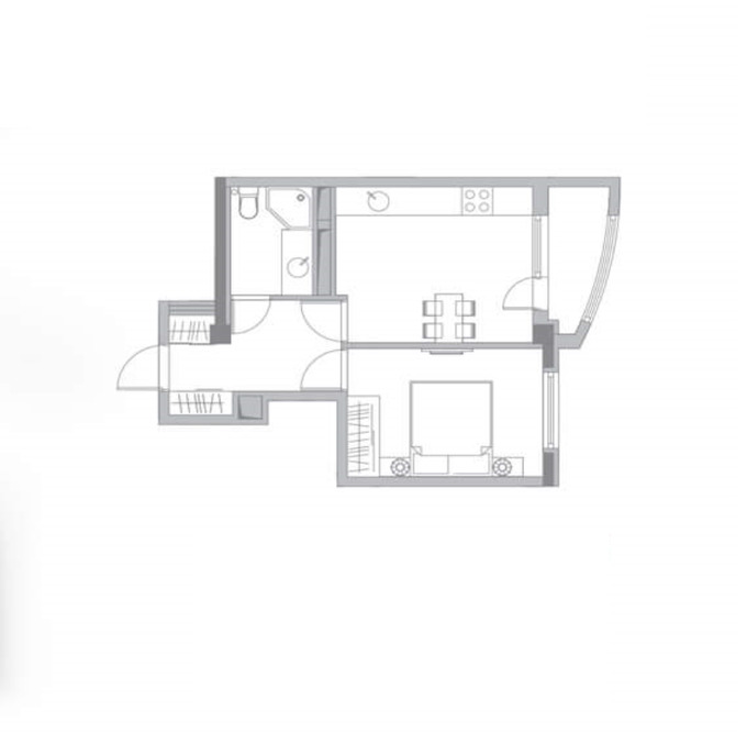 Планировка 2-комнатные квартиры, 39.16 m2 в ЖК My Life, в г. Кишинёва