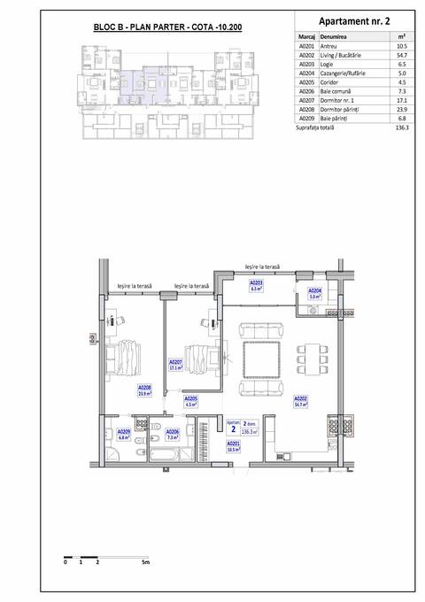Планировка 2-комнатные квартиры, 136.3 m2 в str. Universității, 25, в г. Кишинёва