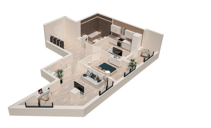 Планировка 2-комнатные квартиры, 74.65 m2 в ЖК Basarab Residence, в г. Кишинёва