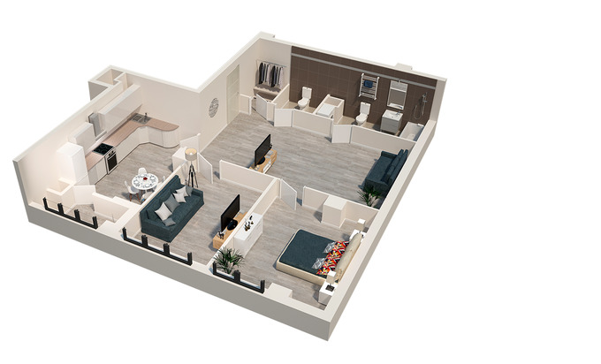 Планировка 2-комнатные квартиры, 85.57 m2 в ЖК Basarab Residence, в г. Кишинёва