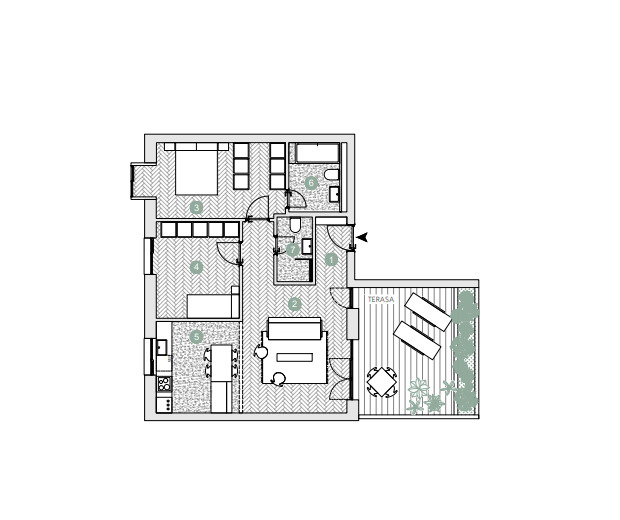 Schița 3 camere apartamentului, 87.4 m2 în Avalon Estate, București