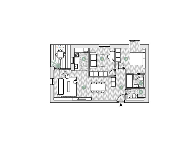 Schița 3 camere apartamentului, 86.8 m2 în Avalon Estate, București