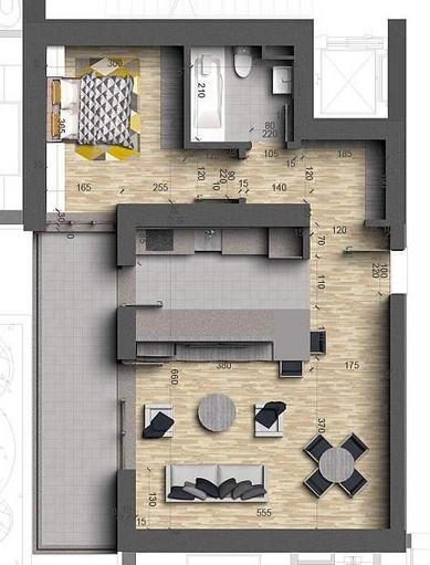 Schița 2 camere apartamentului, 70.4 m2 în Victoria Focșani, Brașov