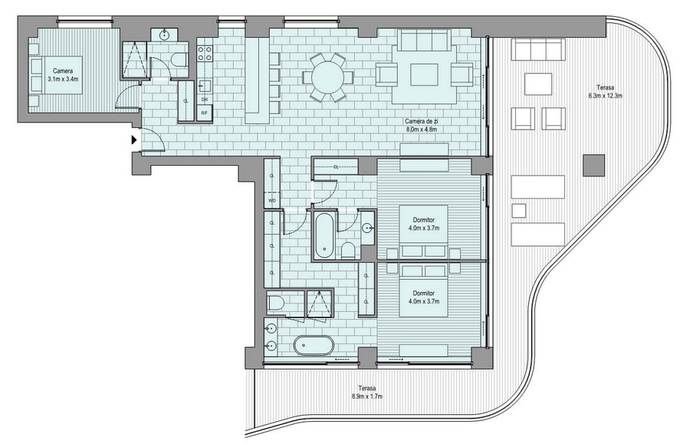 Schița 4 camere apartamentului, 271 m2 în First Residence Mamaia, Constanța