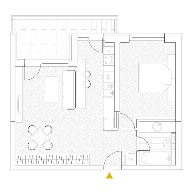 Schița 2 camere apartamentului, 71.66 m2 în Core Timpuri Noi, București