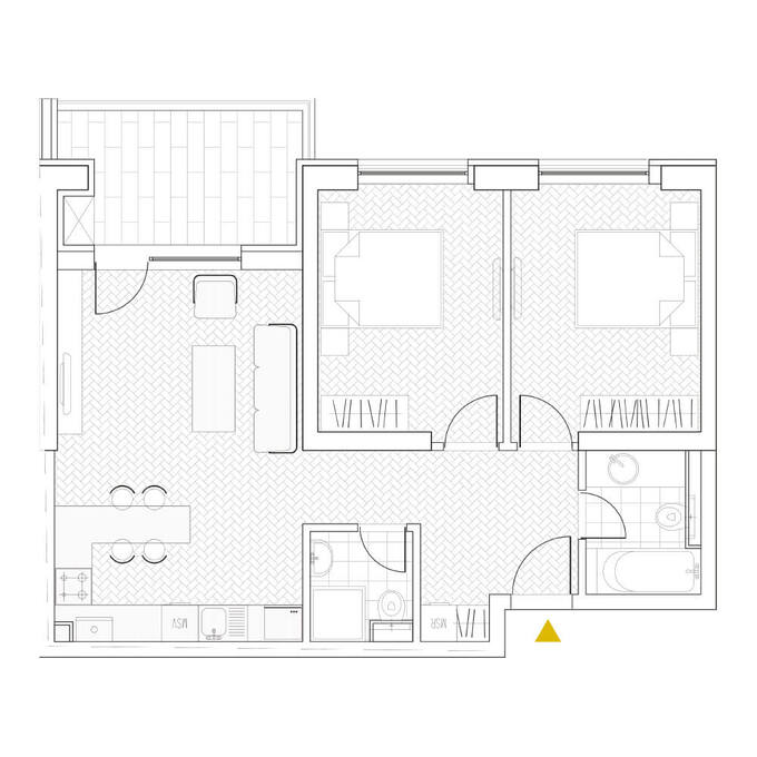 Schița 3 camere apartamentului, 88.15 m2 în Core Timpuri Noi, București