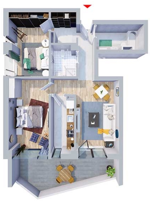 Schița 3 camere apartamentului, 120.6 m2 în Perlei Residence, Constanța