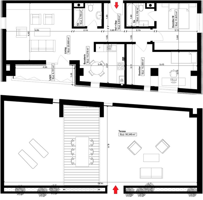 Schița 3 camere apartamentului, 167.71 m2 în C&C Residence 2, Constanța