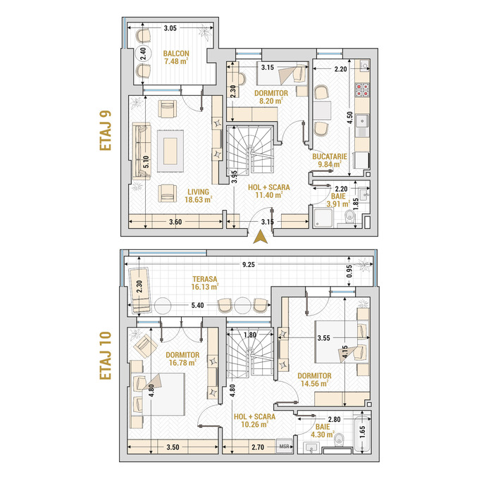 Schița Duplex-uri apartamentului, 150.45 m2 în Drumul Taberei Residence 2, București