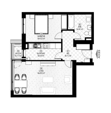 Schița 2 camere apartamentului, 82.26 m2 în Novopolis Constanța, Constanța