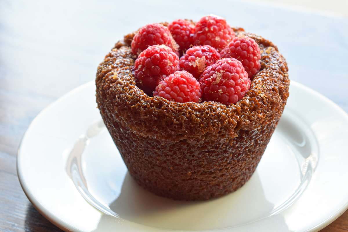 Photo of a raspberry bran muffin