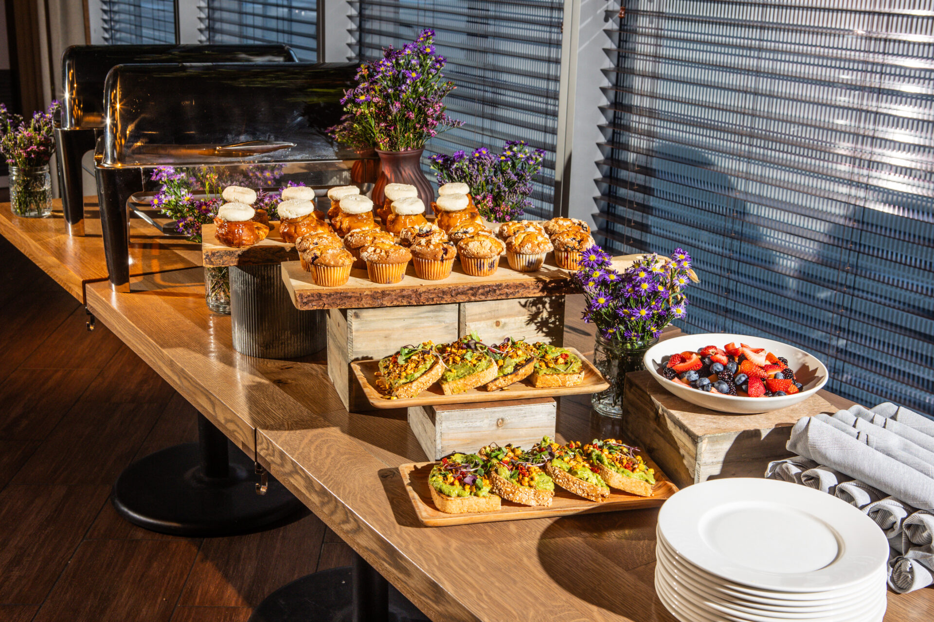 Photo of a buffet set up