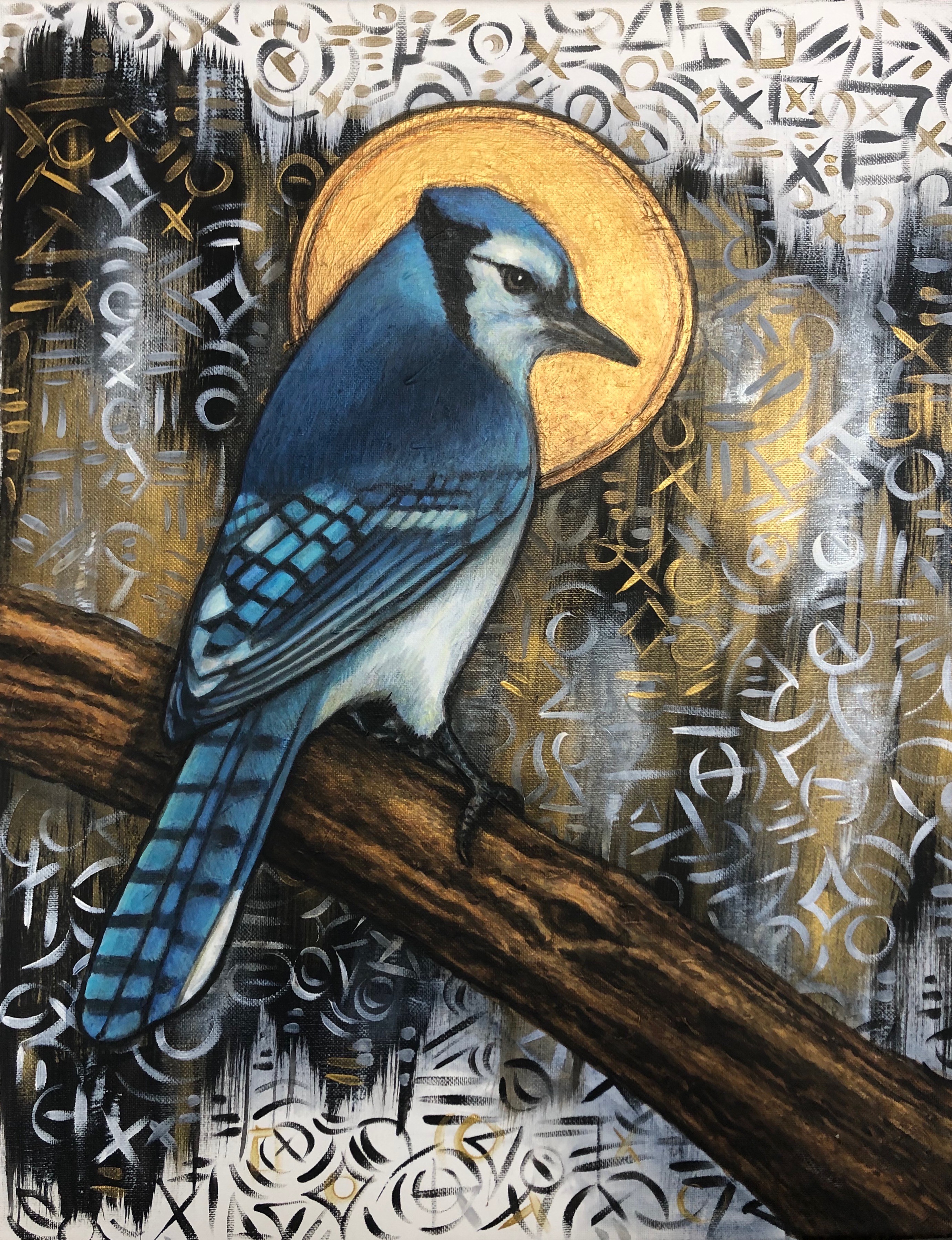 Blue jay  | thread - abstract, graffiti, realism, nature | Beautify