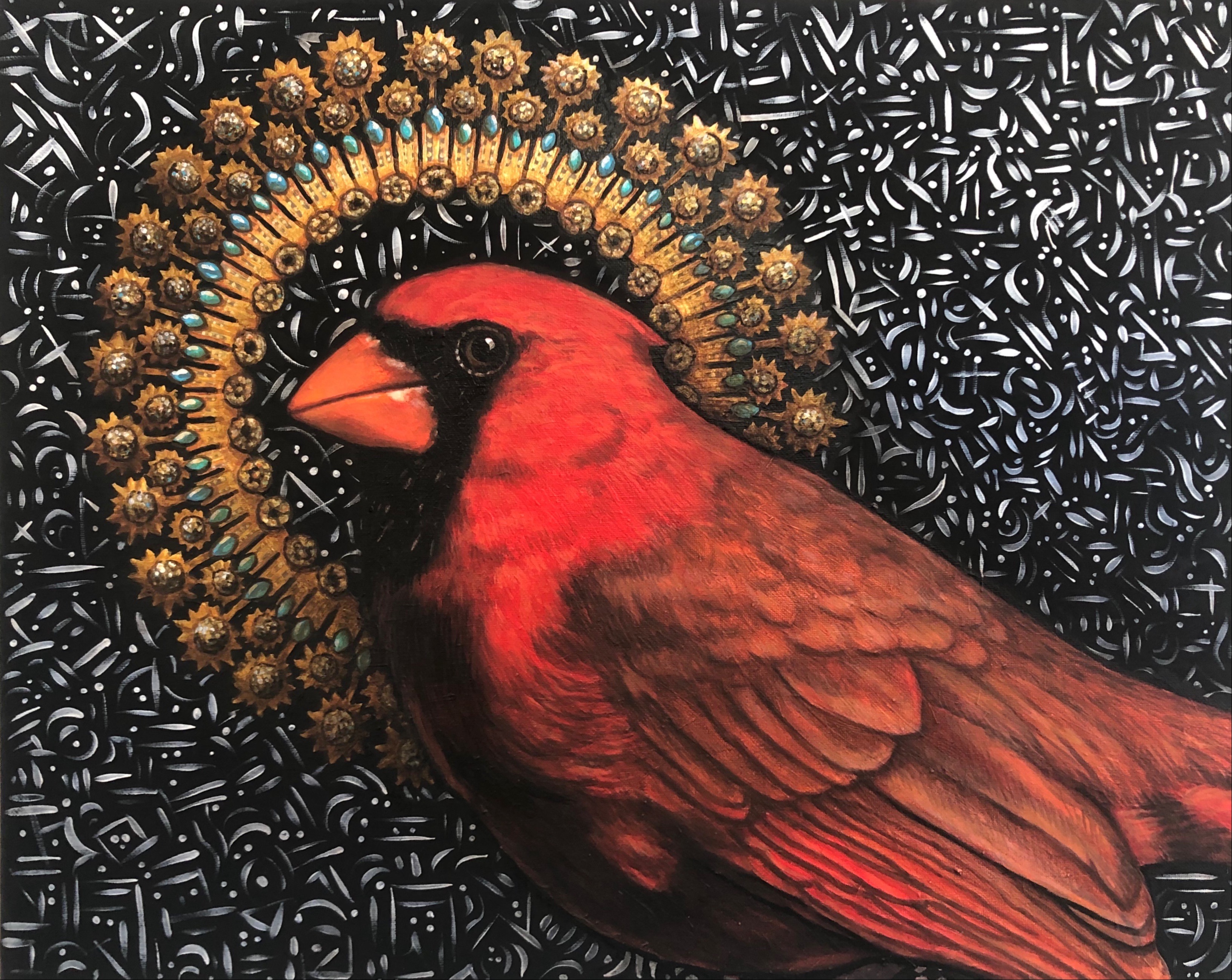 Cardinal  | thread - abstract, graffiti, realism, nature | Beautify
