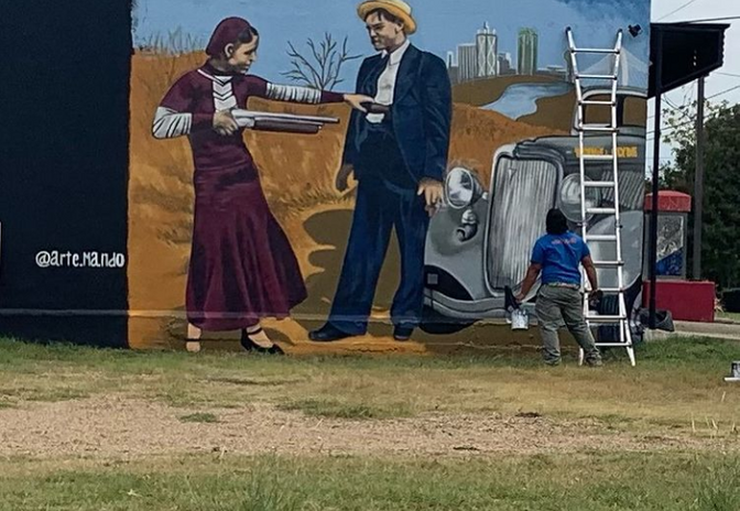 Bispo Mural Arts District Do Abacaxi, Dallas, Texas Foto Editorial