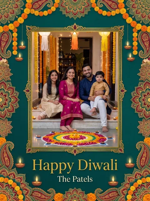 The Patel's Diwali Card Front