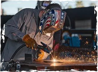 combination-welding-student-welding combination welding student welding with welders helmet on