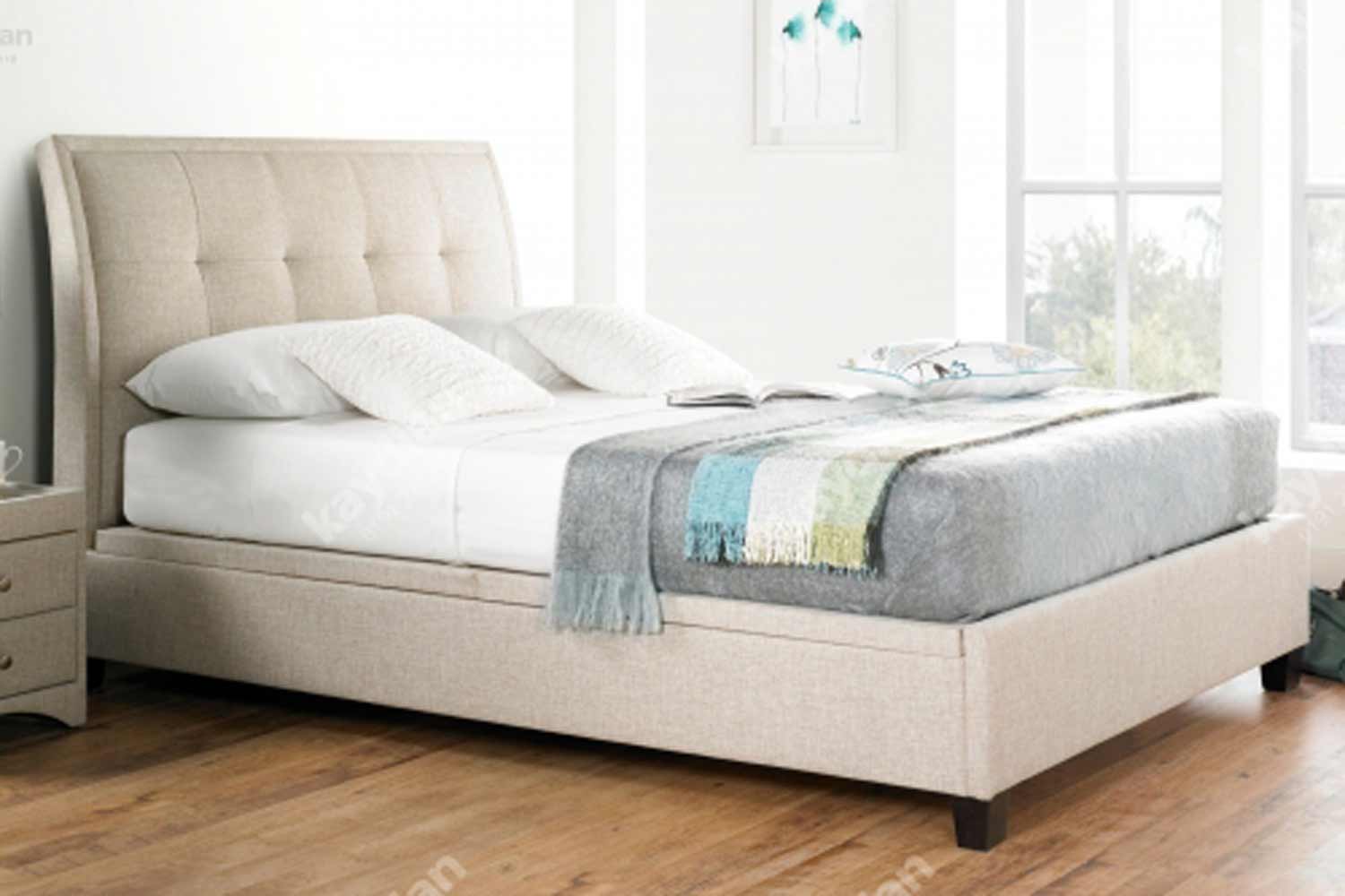 Kaydian Accent Fabric Ottoman Bed Oatmeal Bedworld