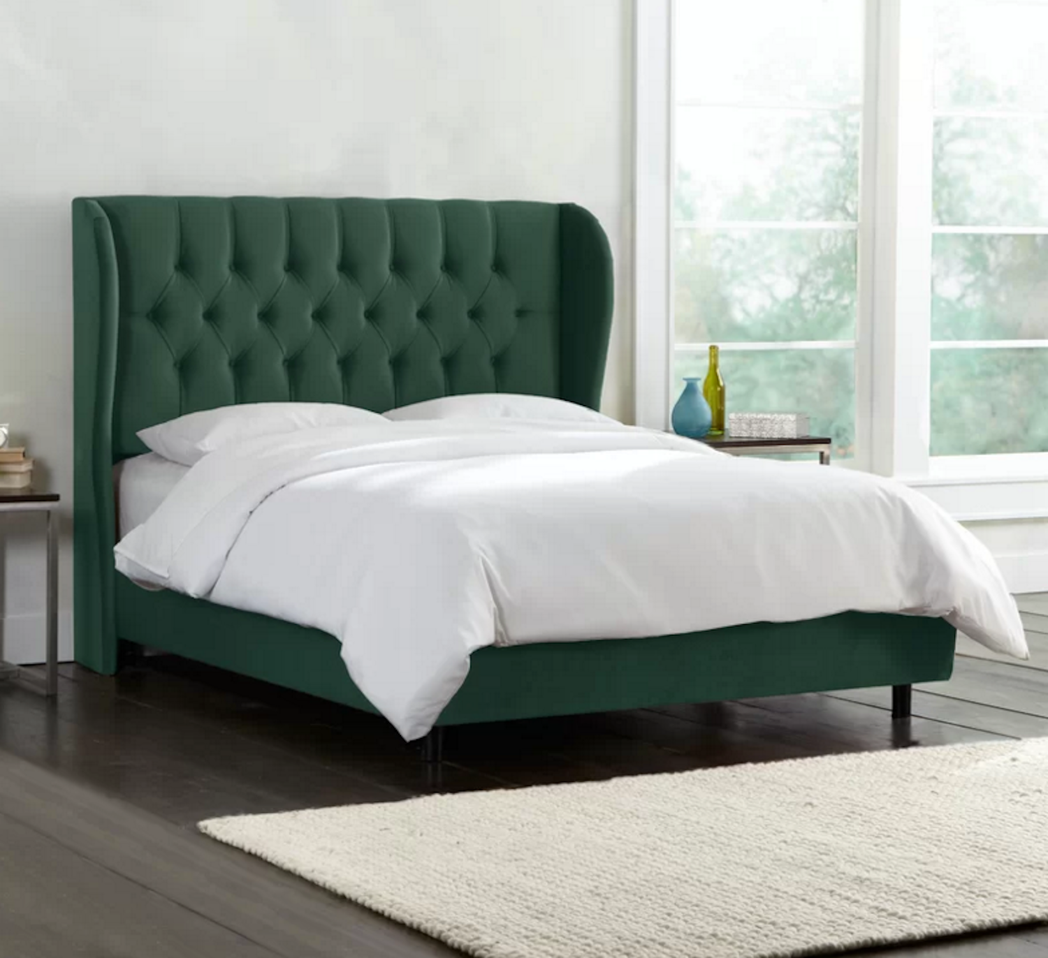 Wing Chesterfield Fabric Upholstered Bed Frame - Bedworld