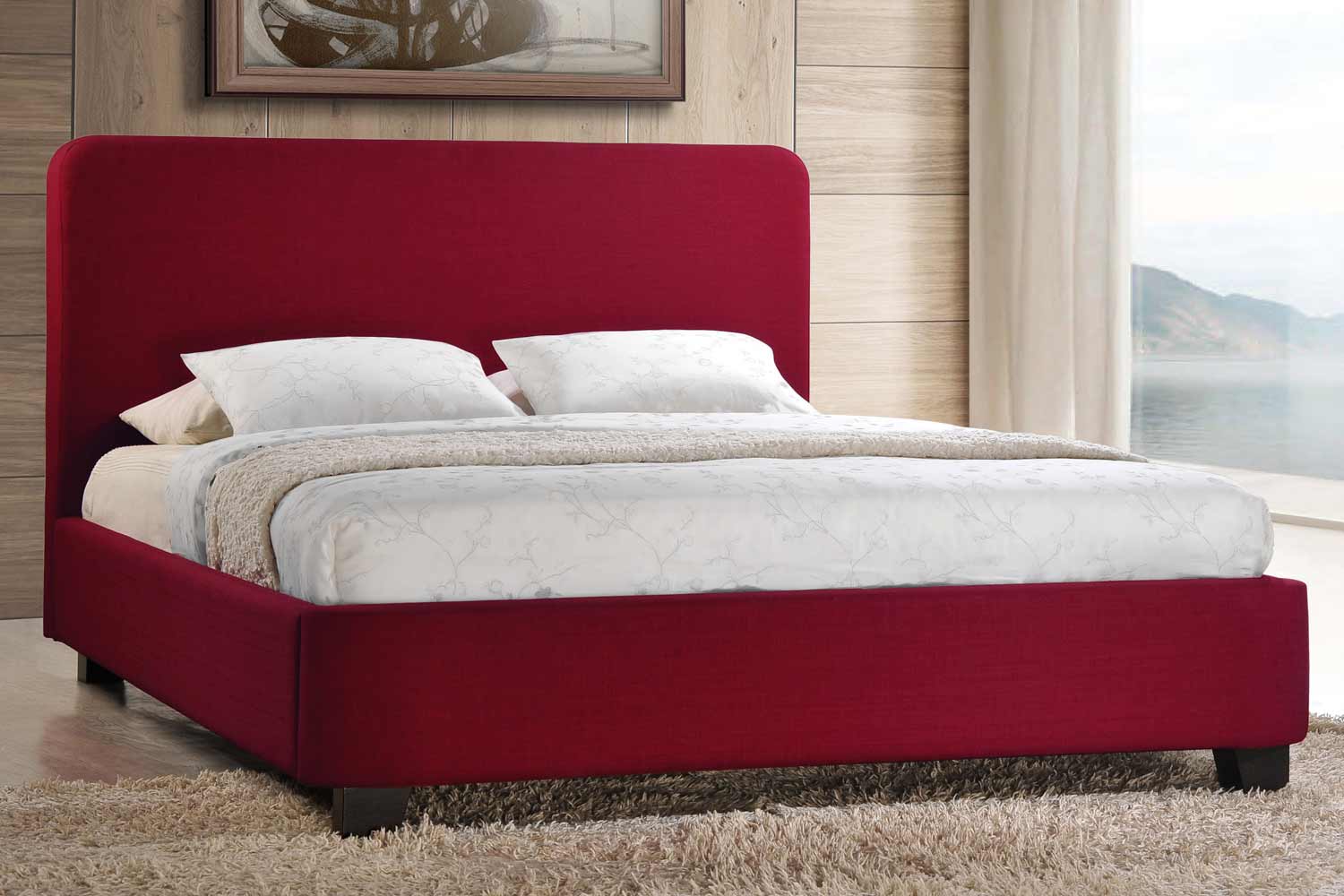 Time Living Opalia Fabric Bed Frame Red AAA Beds