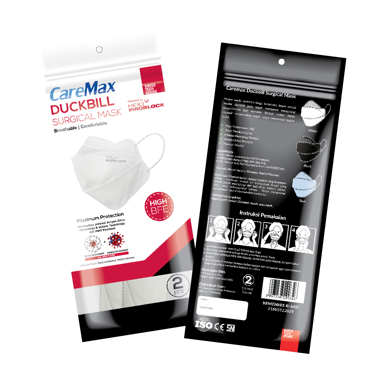 CAREMAX DUCKBILL HEIQ VIROBLOCK 2 PCS/SACHET - PUTIH