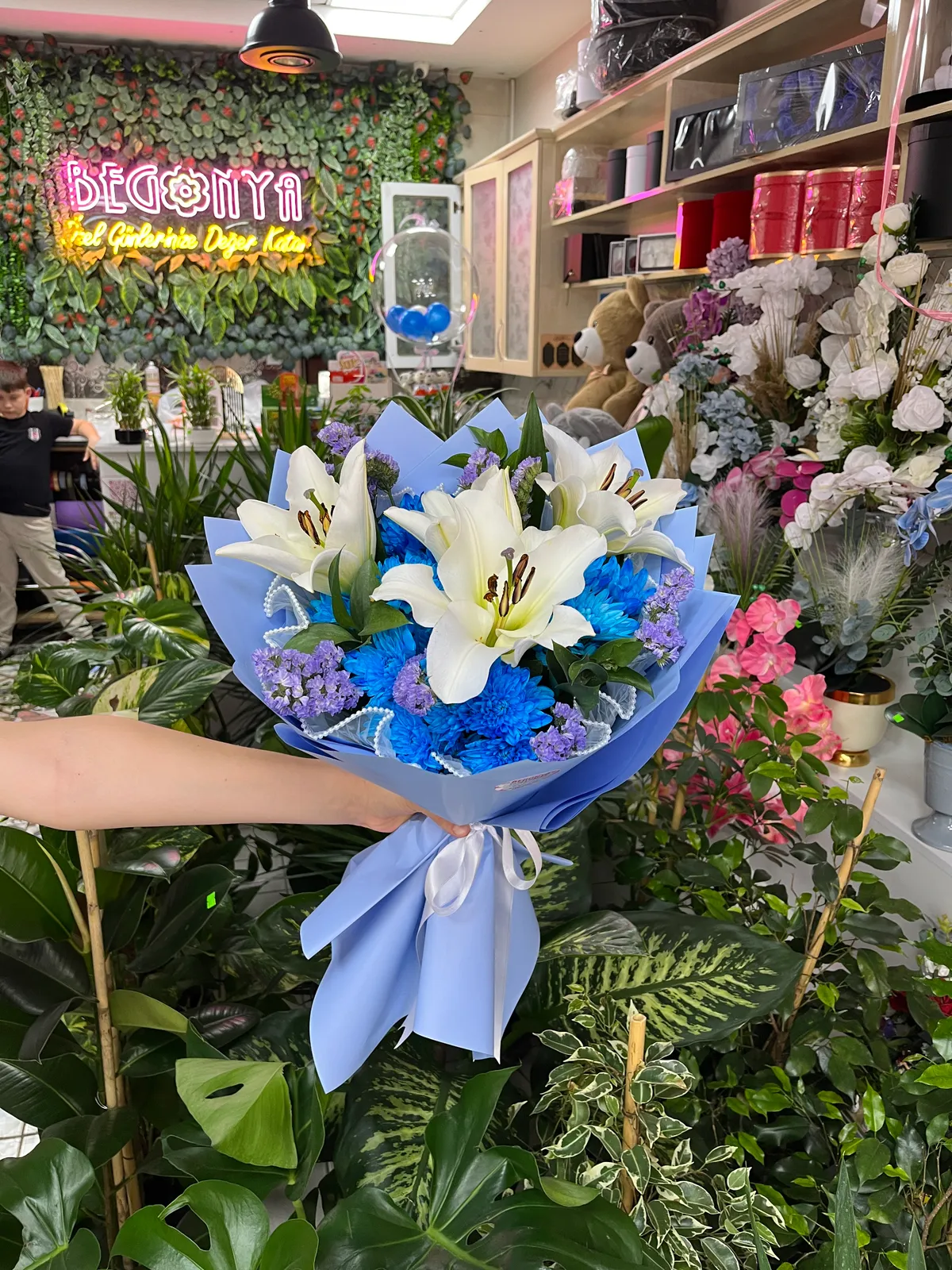 Lilyum-Krizantem Buketi