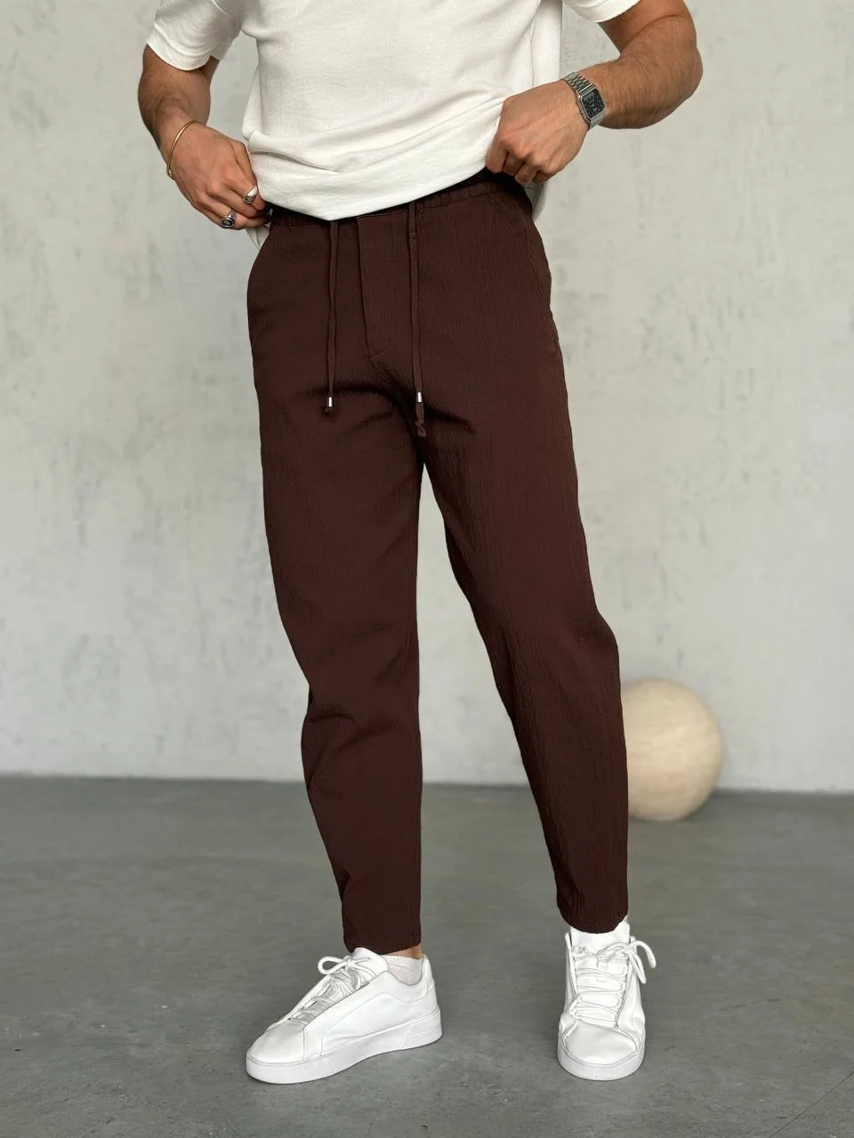 WE11 Chocolate Brown Drawstring Pants
