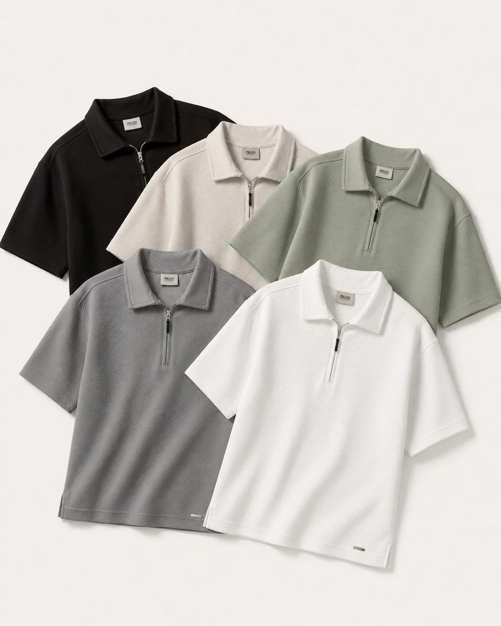 Polezei Textured Zip Polo Collection