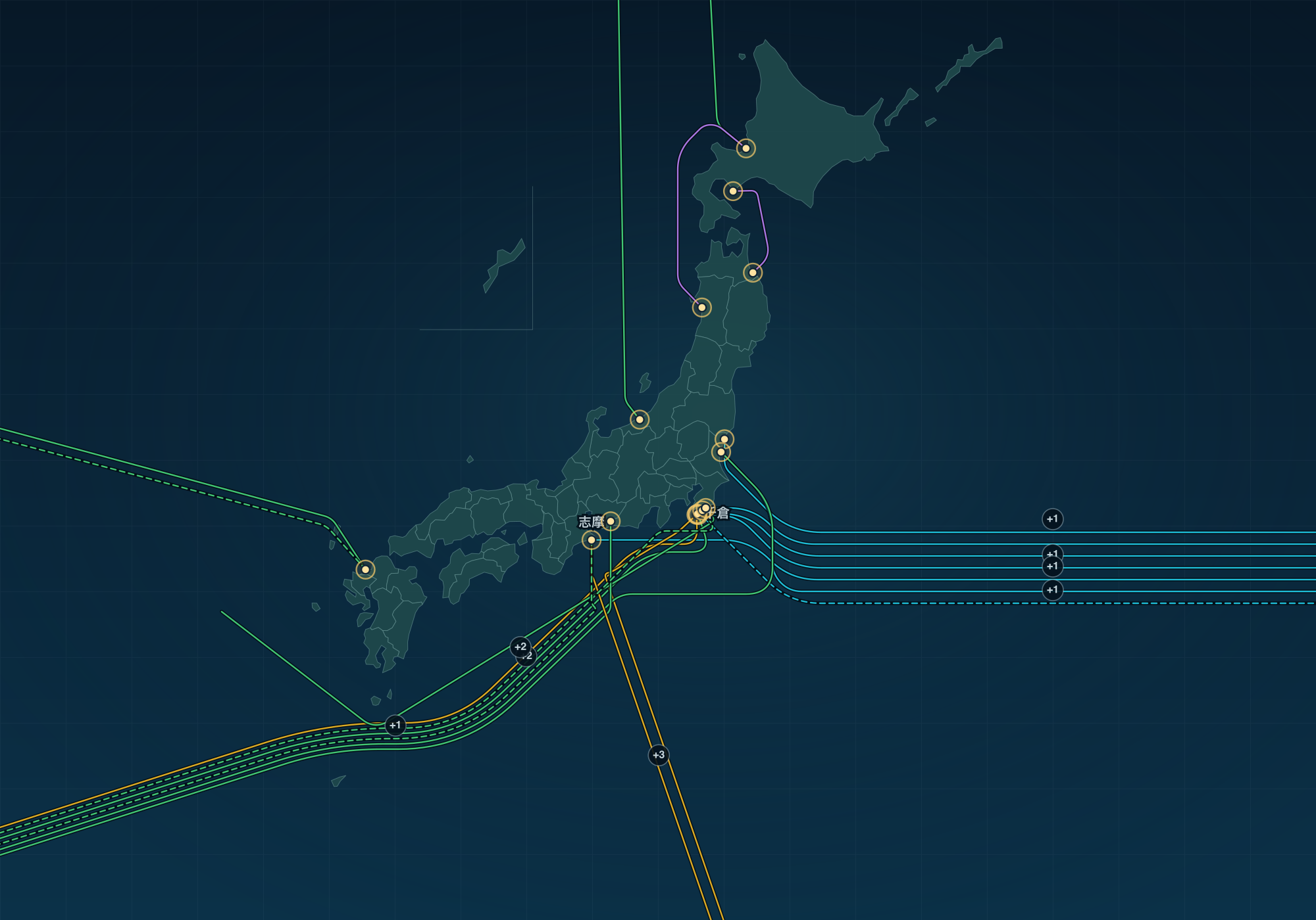 海底ケーブル 地図｜日本に接続する34本のルートと陸揚げ地点を一枚で確認 | 海底ケーブル